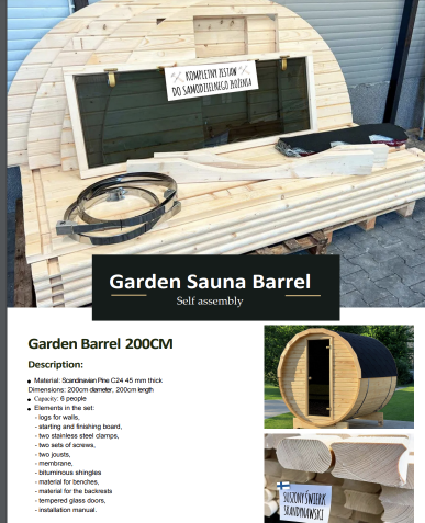 Sauna Tunna - Ósamsett 200x200
