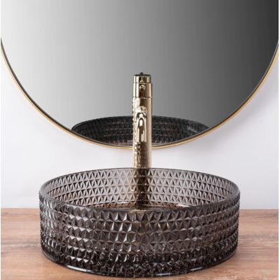 Rea Cristal Svartur handlaug 35,5 cm kringlótt borðplata