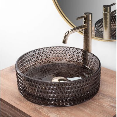 Rea Cristal Svartur handlaug 35,5 cm kringlótt borðplata