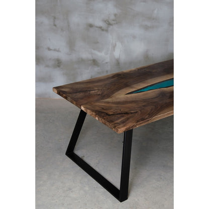 Þorir þú ? Hnotu borð með epoxy resin fyllingu 200x100